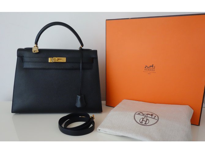 Hermès hermes kelly 32 Pelle nera Nero - vista 3