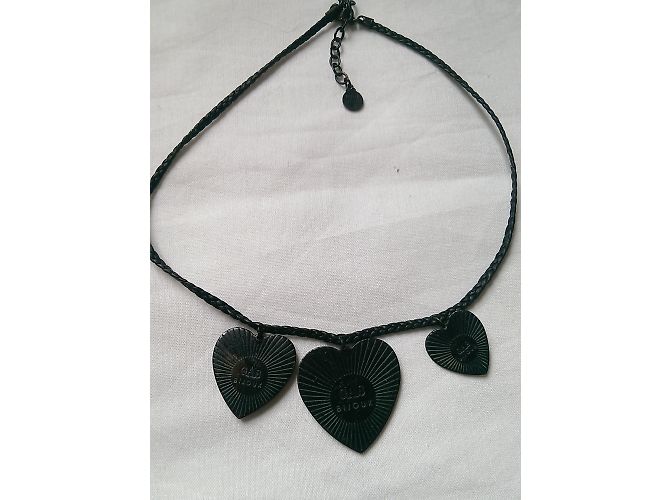 Collana Gas con Cuori Neri Opachi e Strass Swarovski Nero - Ansicht 4
