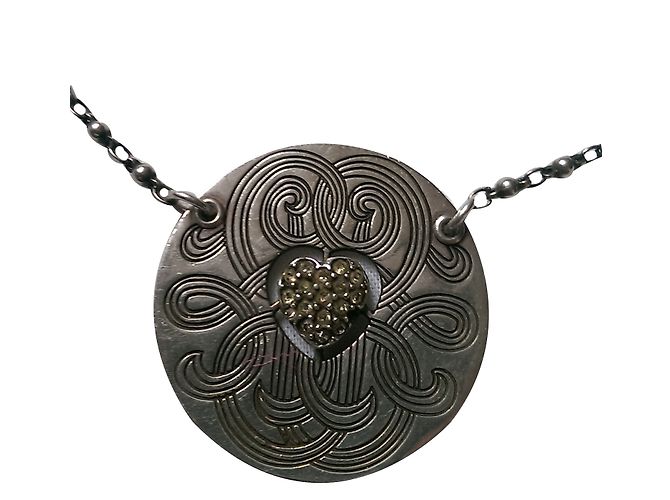 Collana Gas con Medaglione e Cuore in Strass Swarovski Argento - vista 2