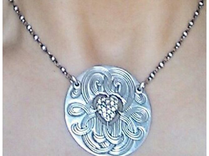 Collana Gas con Medaglione e Cuore in Strass Swarovski Argento - vista 3