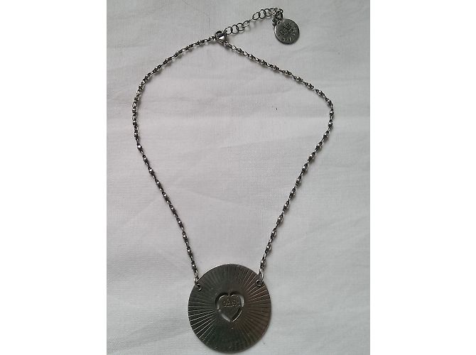 Collana Gas con Medaglione e Cuore in Strass Swarovski Argento - vista 5