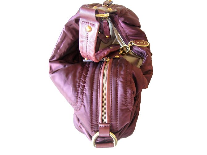 Borsa Hobo Tod's Blueberry Rosso Scuro in Tessuto Bordò - vista 2