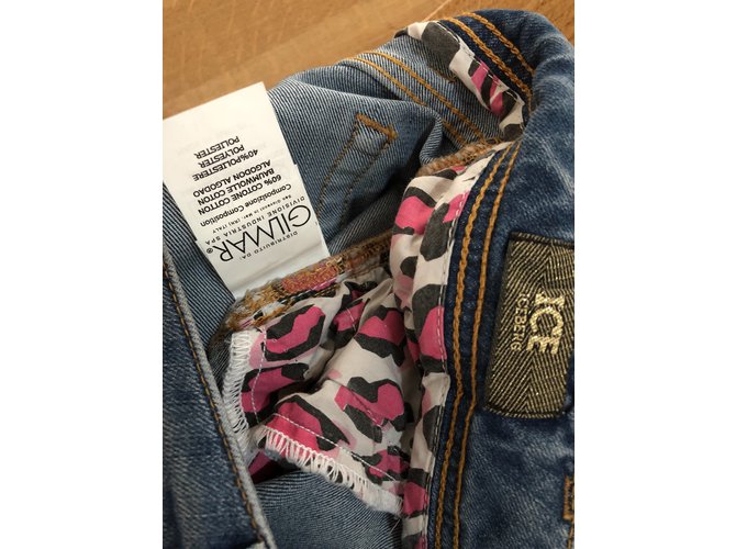 Jeans Rectos Iceberg Azules de Algodón con Strass - vista 3