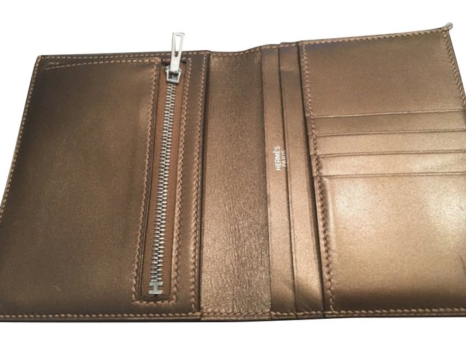 Hermès portafogli D'oro Marrone chiaro - vista 2