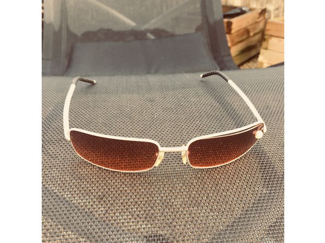 Chanel Sonnenbrille Silber Grau aus Glas mit Perle - Ansicht 3