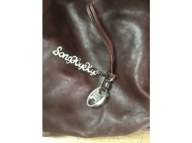 Céline XL Handtasche aus Leder Dunkelbraun - Ansicht 8