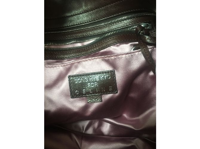 Céline XL Handtasche aus Leder Dunkelbraun - Ansicht 9
