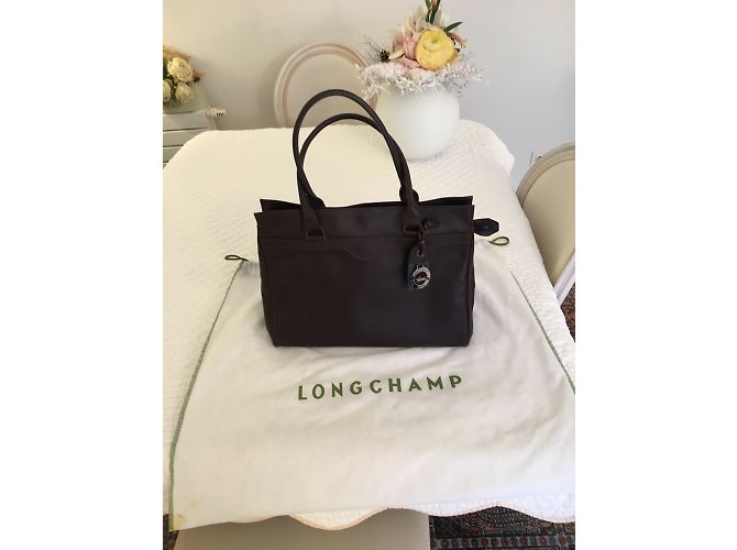Borsa Longchamp in pelle marrone scuro - vista 3