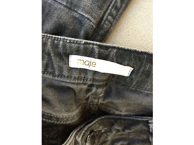 Maje Slim Jeans Grau Baumwolle - Ansicht 3