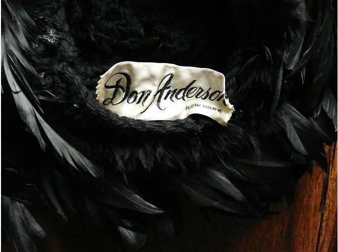 Autre Marque Boina de lã preta com penas Don Anderson Preto - vista 3