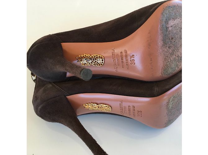 Botines Aquazzura de Gamuza Marrón Chocolate Marrón oscuro - vista 10