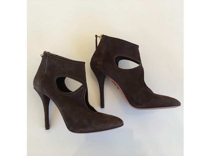 Botines Aquazzura de Gamuza Marrón Chocolate Marrón oscuro - vista 3