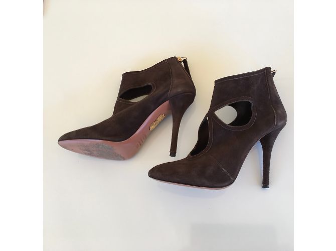Botines Aquazzura de Gamuza Marrón Chocolate Marrón oscuro - vista 4