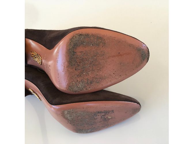 Botines Aquazzura de Gamuza Marrón Chocolate Marrón oscuro - vista 9
