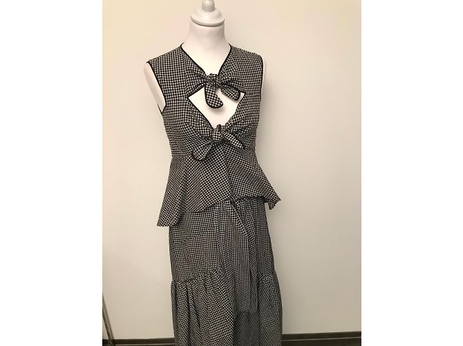 Top Pinko Gingham Preto e Branco de Algodão - vista 3