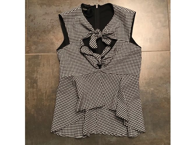 Top Pinko Gingham Preto e Branco de Algodão - vista 5