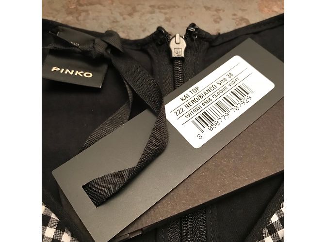 Top Pinko Gingham Preto e Branco de Algodão - vista 6