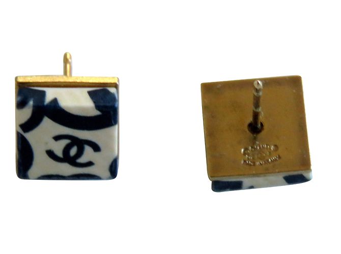 Chanel Brincos Branco Azul - vista 2