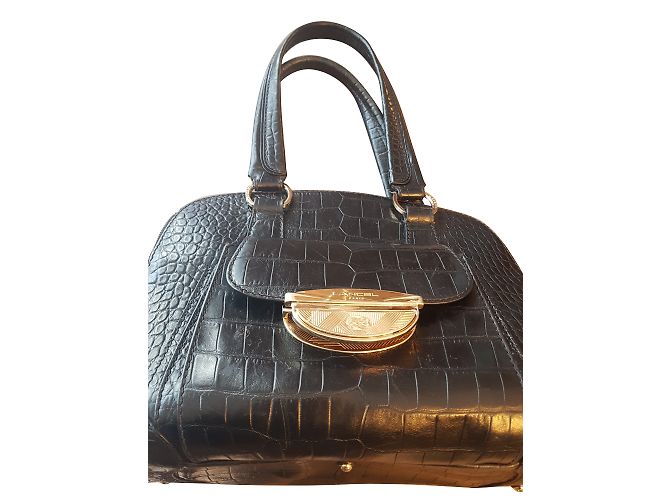 Borsa a mano Lancel Isabelle Adjani in pelle nera ed esotica Nero - vista 2