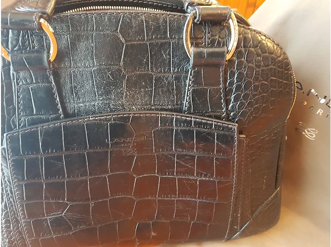 Borsa a mano Lancel Isabelle Adjani in pelle nera ed esotica Nero - vista 3