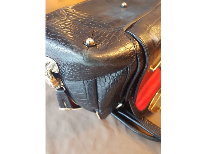 Borsa a mano Lancel Isabelle Adjani in pelle nera ed esotica Nero - vista 5