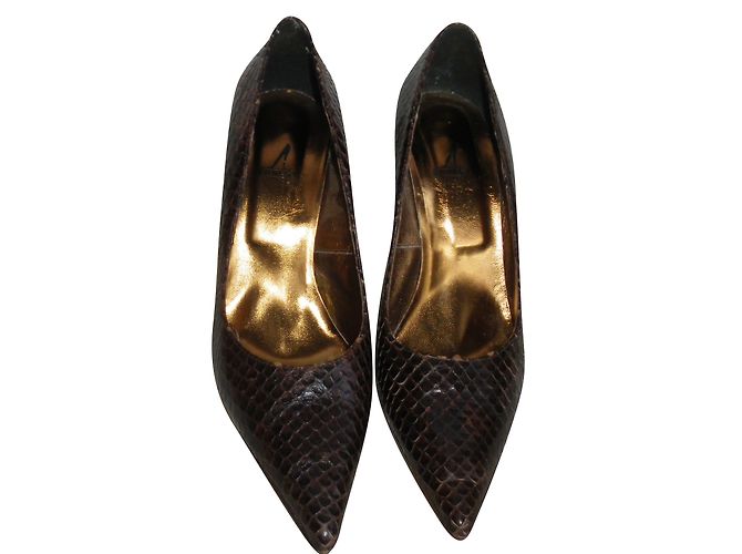 Autre Marque Python leather pumps dark brown 10.5 cm heel - view 2