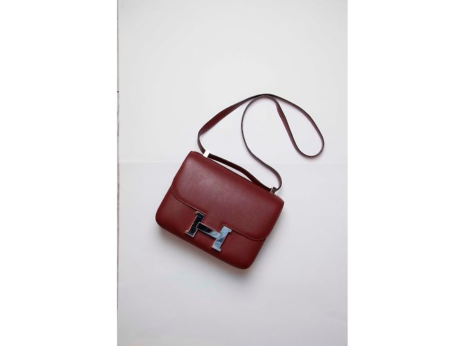 Borsa a mano Hermès Constance 24 Pelle Rosso Scuro Bordò - vista 3