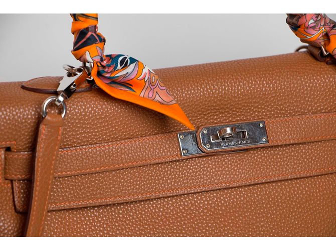 Borsa a mano Hermès Kelly 35 in pelle color caramello - vista 5