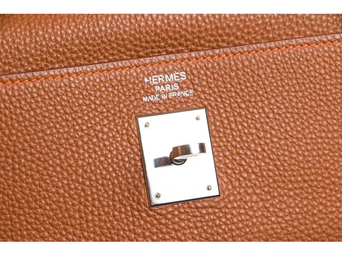Borsa a mano Hermès Kelly 35 in pelle color caramello - vista 6