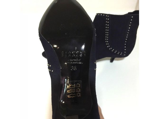 Stivaletti Claudie Pierlot in camoscio blu scuro con borchie Blu navy - vista 4