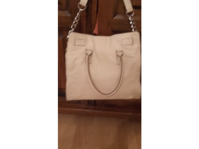 Borsa a mano Michael Kors Hamilton in pelle beige - vista 4