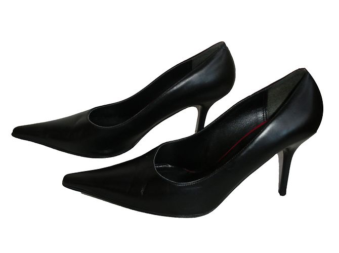 Autre Marque Schwarze Leder Pumps Absatz 9 cm - Ansicht 2