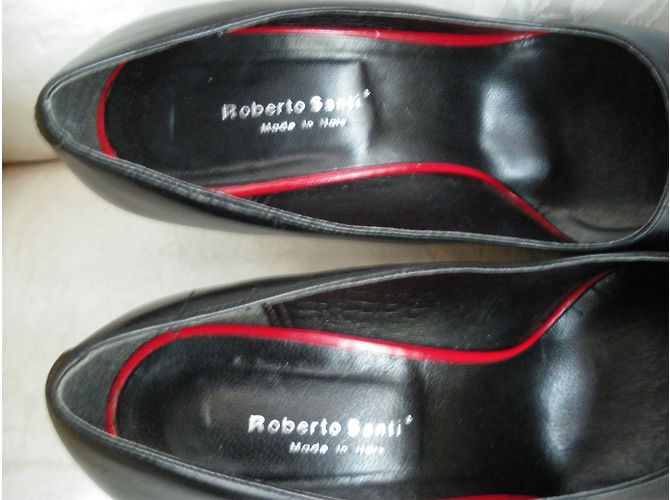 Autre Marque Schwarze Leder Pumps Absatz 9 cm - Ansicht 4