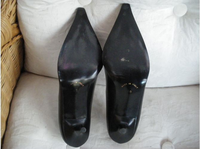Autre Marque Schwarze Leder Pumps Absatz 9 cm - Ansicht 5
