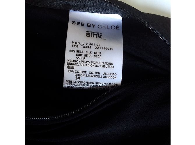 See by Chloé Mini abito in seta nera Nero - Ansicht 3