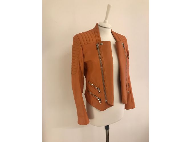 Balmain gesteppte Leder Bikerjacke - Ansicht 10