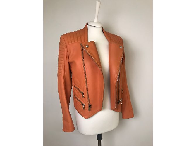 Balmain gesteppte Leder Bikerjacke - Ansicht 12