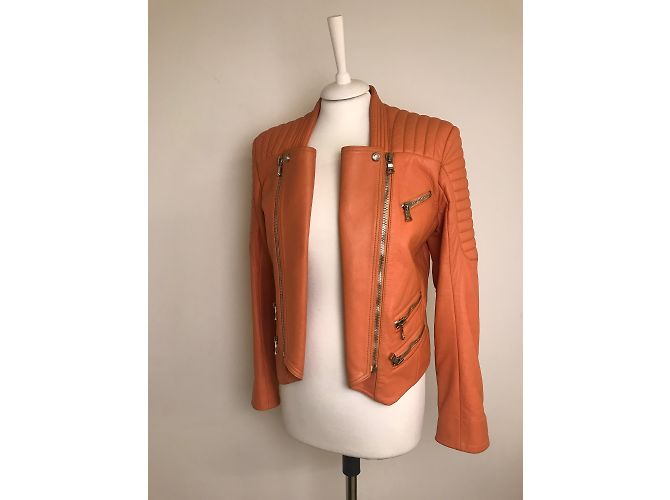 Balmain gesteppte Leder Bikerjacke - Ansicht 13