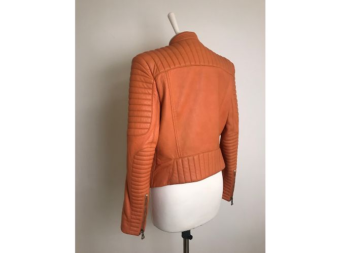 Balmain gesteppte Leder Bikerjacke - Ansicht 14