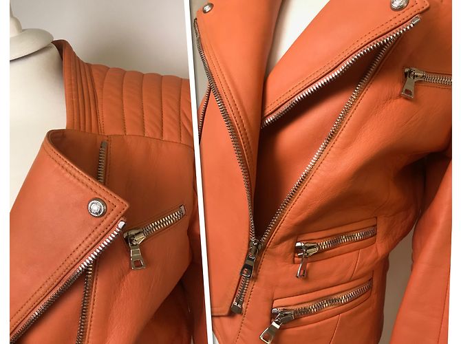 Balmain gesteppte Leder Bikerjacke - Ansicht 17