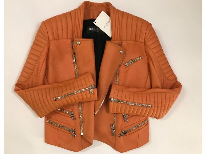 Balmain gesteppte Leder Bikerjacke - Ansicht 3