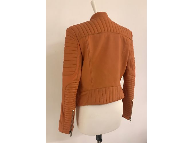 Balmain gesteppte Leder Bikerjacke - Ansicht 4