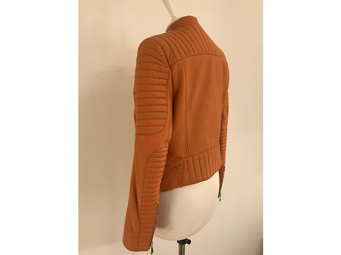 Balmain gesteppte Leder Bikerjacke - Ansicht 5