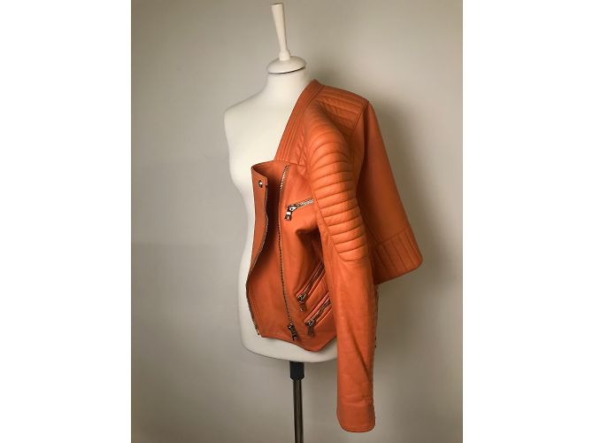 Balmain gesteppte Leder Bikerjacke - Ansicht 6