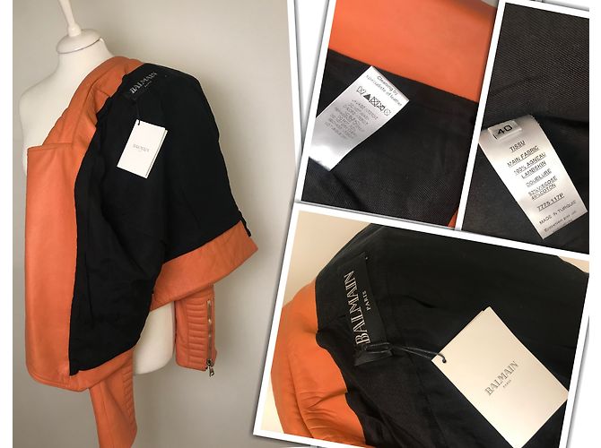 Balmain gesteppte Leder Bikerjacke - Ansicht 7