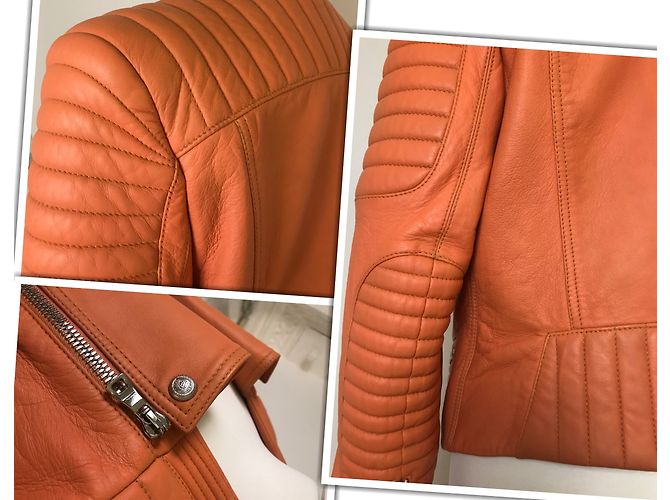 Balmain gesteppte Leder Bikerjacke - Ansicht 8
