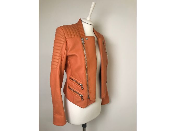 Balmain gesteppte Leder Bikerjacke - Ansicht 9