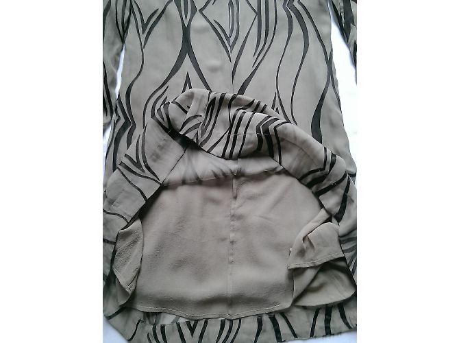 Vestido Barbara Bui de Seda Estampado Marrón Beige Castaño - vista 4