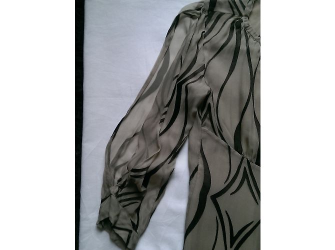 Vestido Barbara Bui de Seda Estampado Marrón Beige Castaño - vista 6