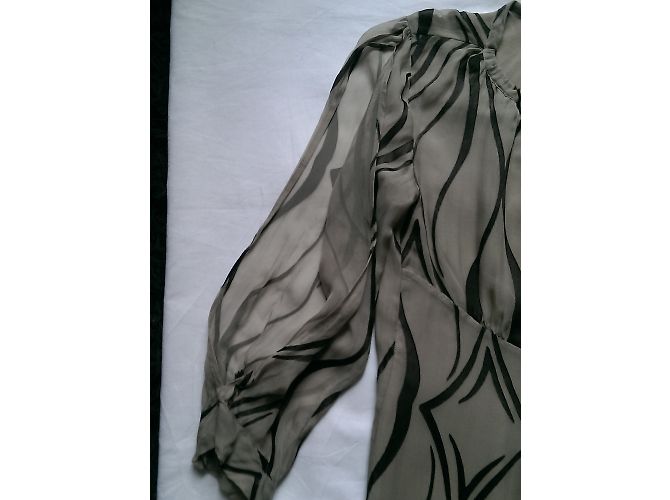 Vestido Barbara Bui de Seda Estampado Marrón Beige Castaño - vista 7